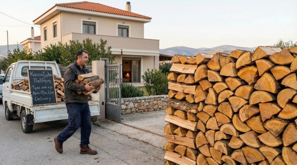 Καυσοξυλα - Πελλετ - Agrowood - Ψάρρης - Ξύλα για τζάκι Ξενοδοχοϋπαλλήλων 89, Αχαρνές 136 72 21 0243 0036